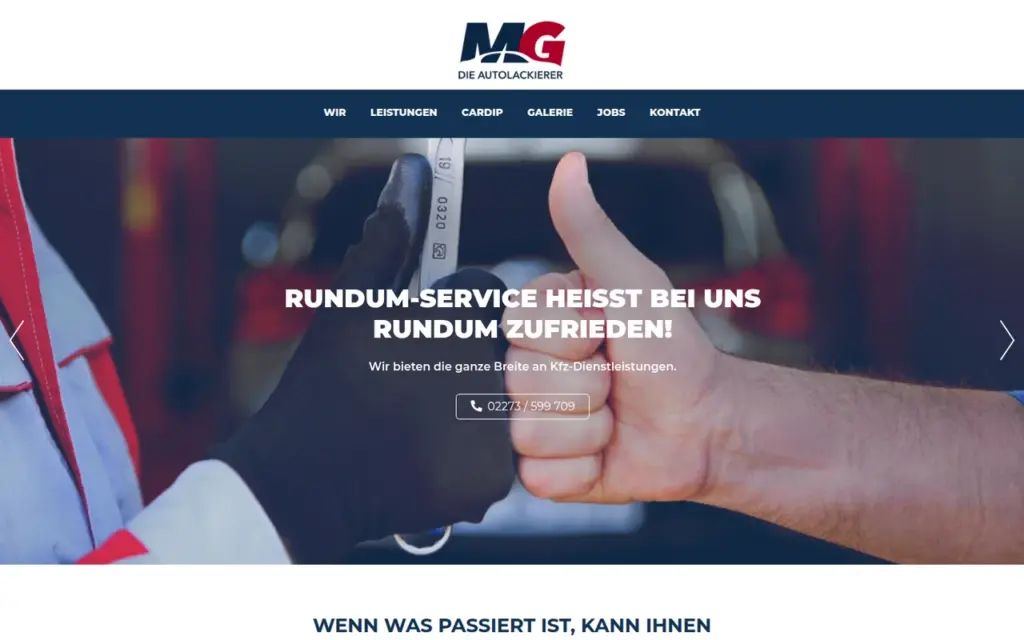 autolackierer-gmbh.de – Startseite der Autolackiererei MG (Screenshot)