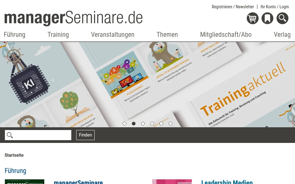 managerSeminare.de – Startseite des Fachportals (Screenshot)