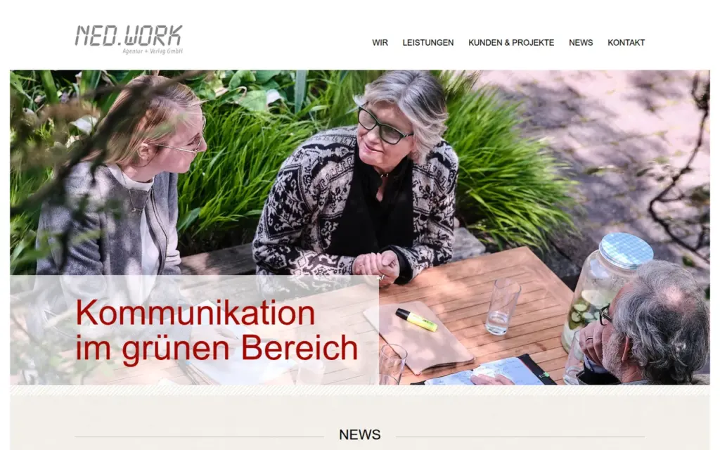 nedwork.de – Startseite der PR-Agentur NED.WORK (Screenshot)